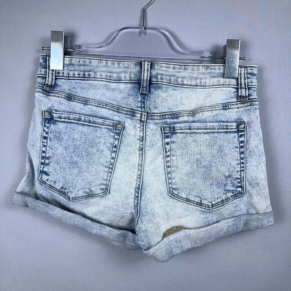 Pacsun Shortie Shorts Womens Size 26 Super Stretch Distressed Mid Rise Blue - Picture 2 of 10
